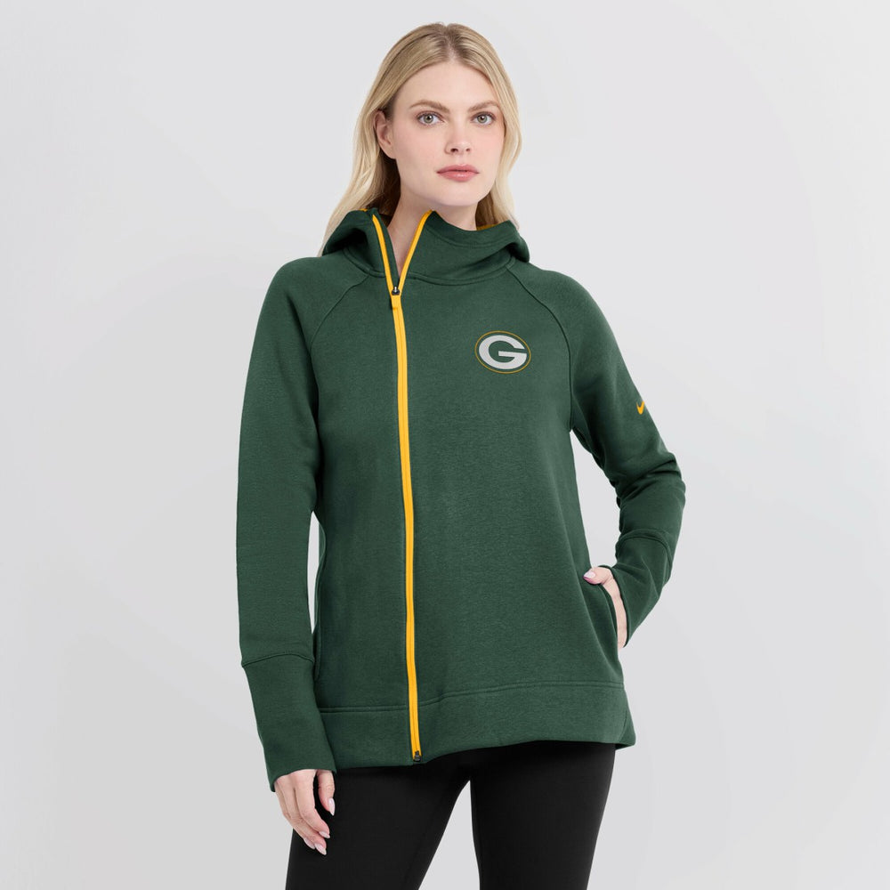 Women's Asymmetrical Raglan Full-Zip Hoodie - Green Bay Packers