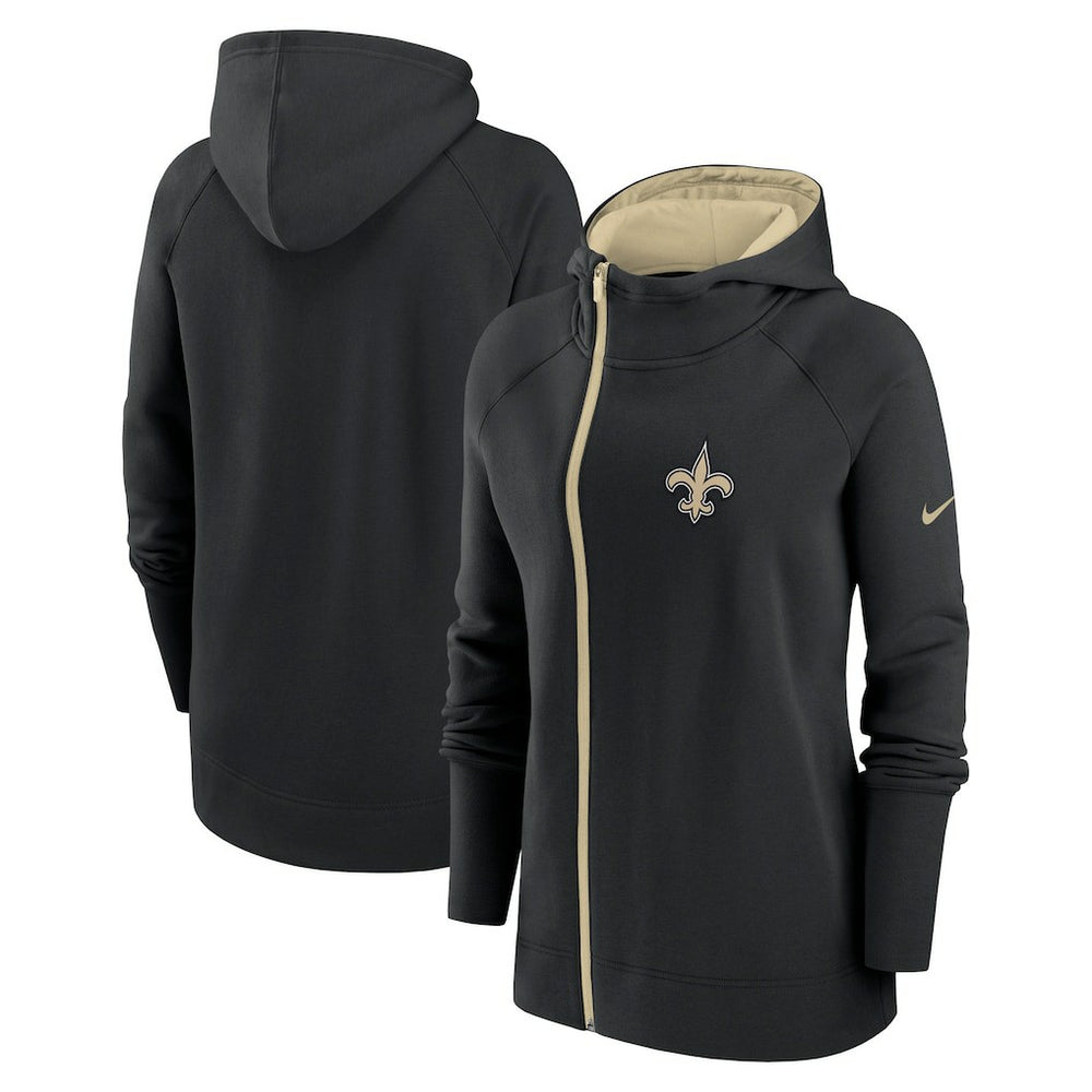 Women's Asymmetrical Raglan Full-Zip Hoodie - New Orleans Saints