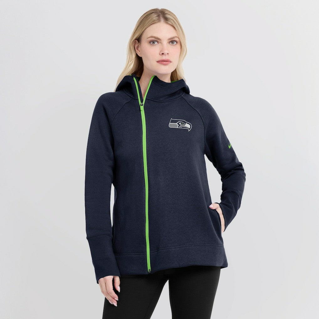 Women's Asymmetrical Raglan Full-Zip Hoodie - Seattle Seahawks