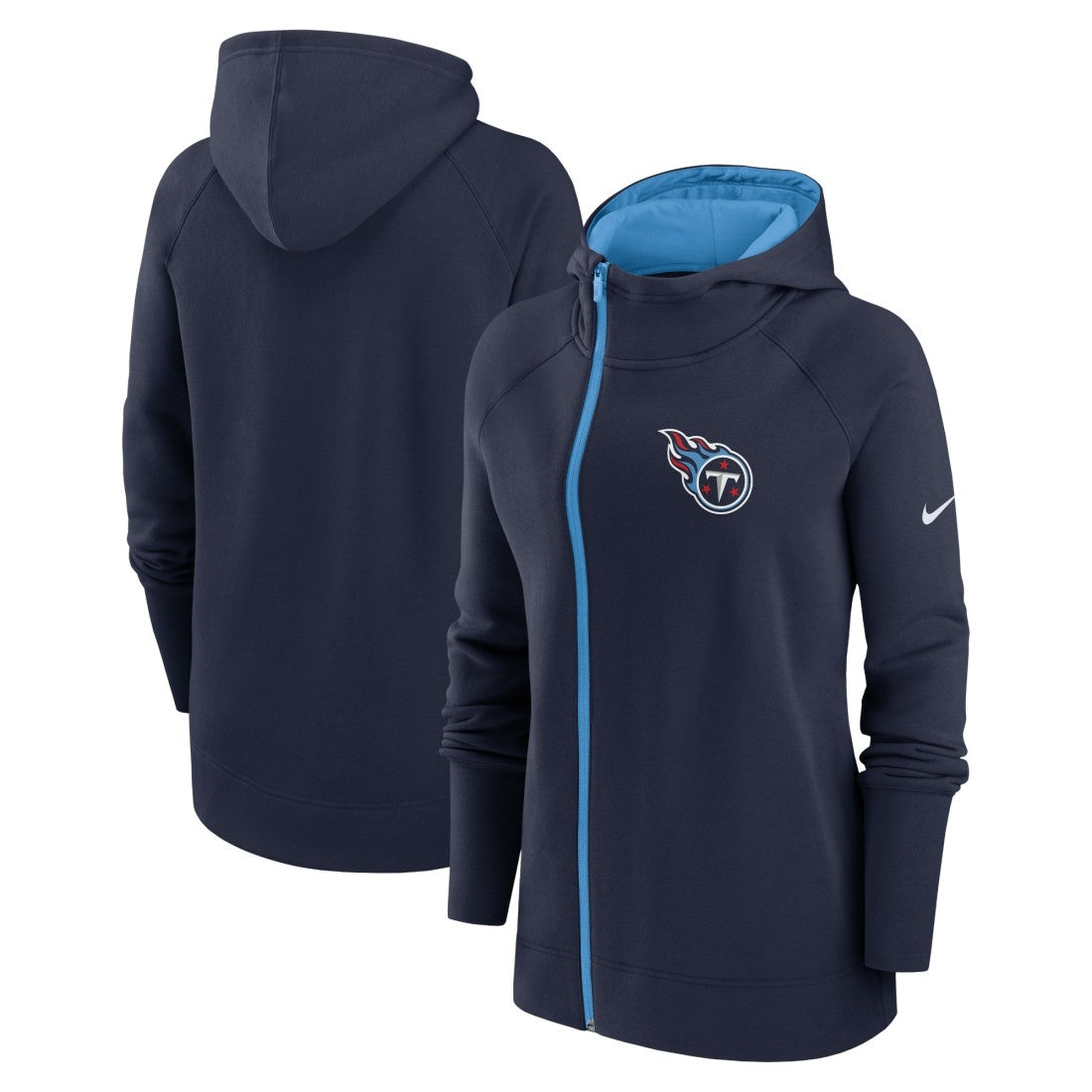 Women's Asymmetrical Raglan Full-Zip Hoodie - Tennessee Titans