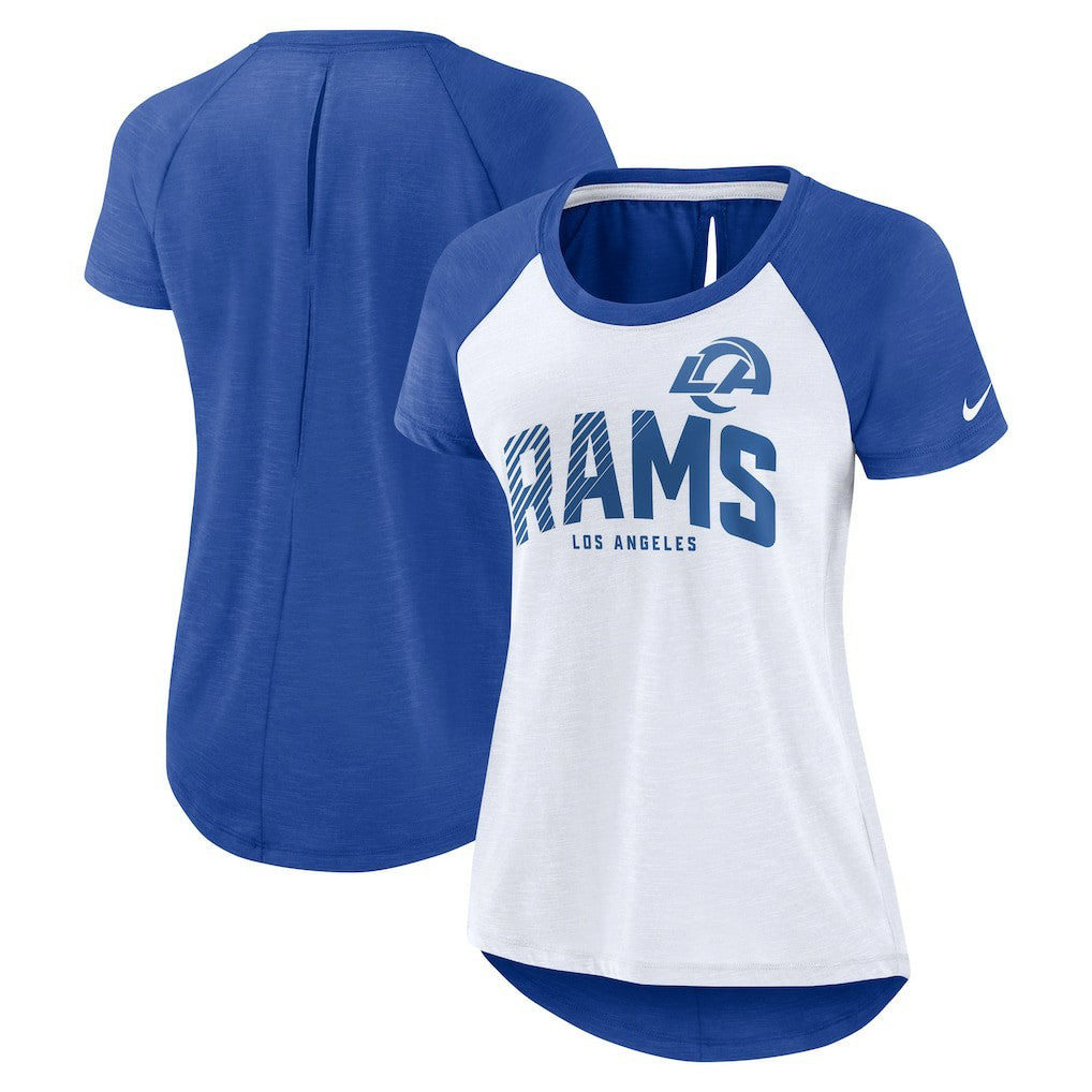Women's Back Slit Lightweight Fashion T-Shirt - Los Angeles Rams