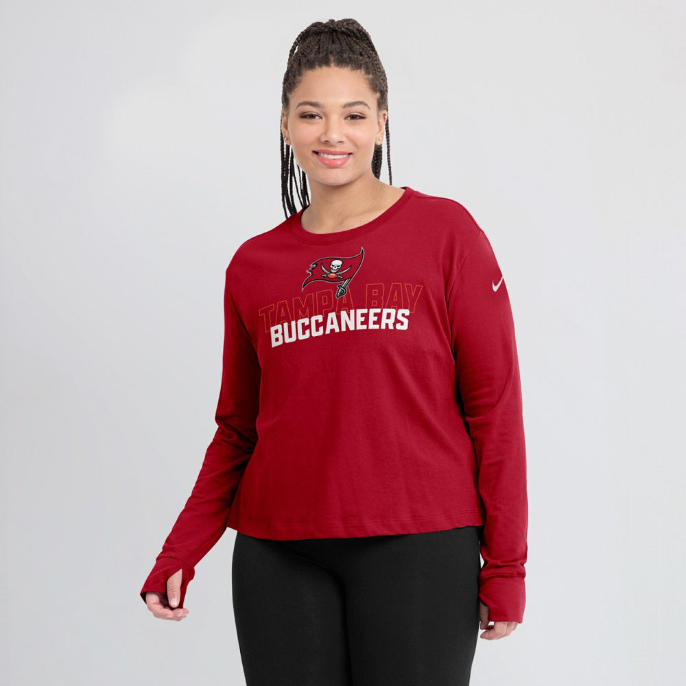 Women's Modest Crop Performance Long Sleeve T-Shirt - Tampa Bay Buccaneers