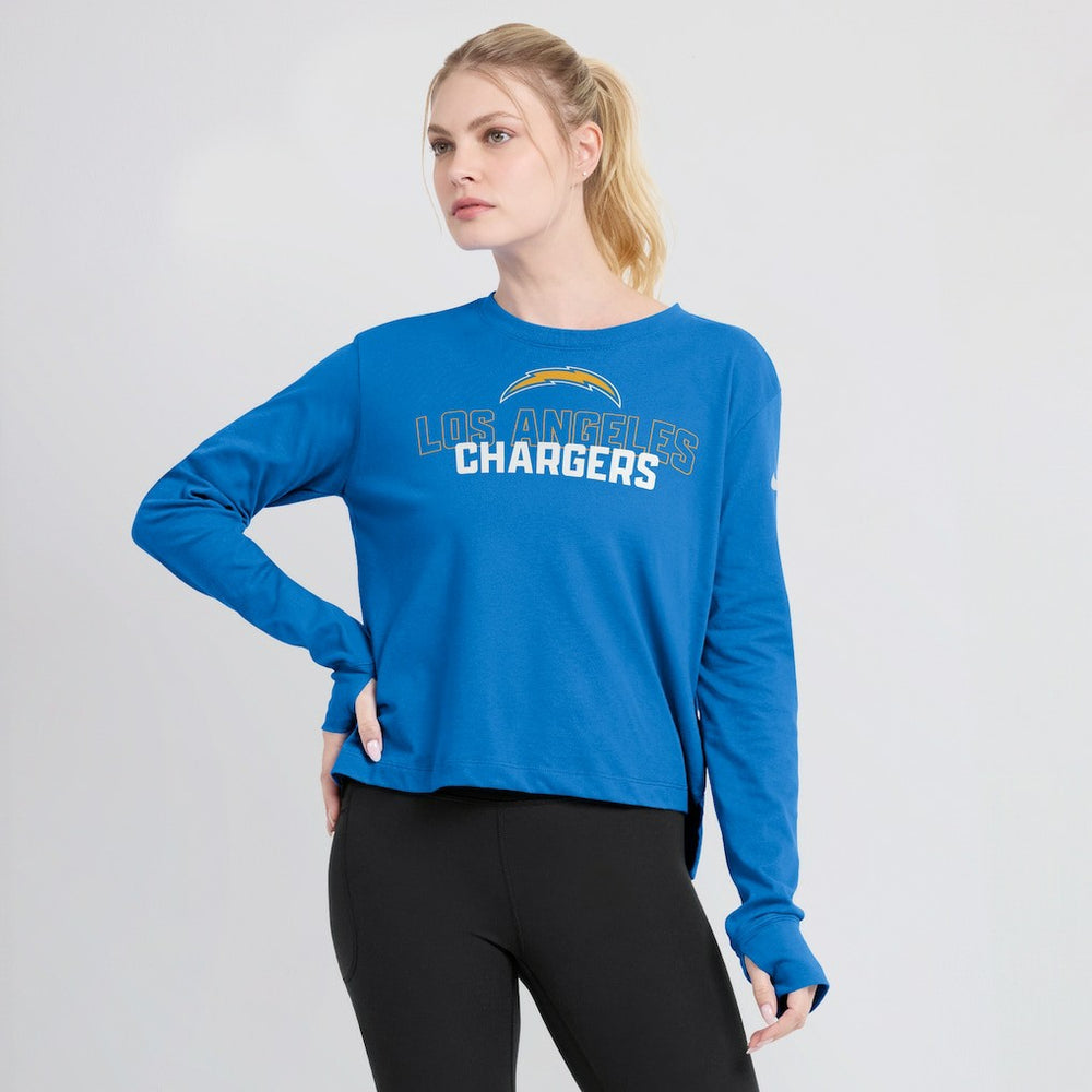 Women's Modest Crop Performance Long Sleeve T-Shirt - Los Angeles Chargers