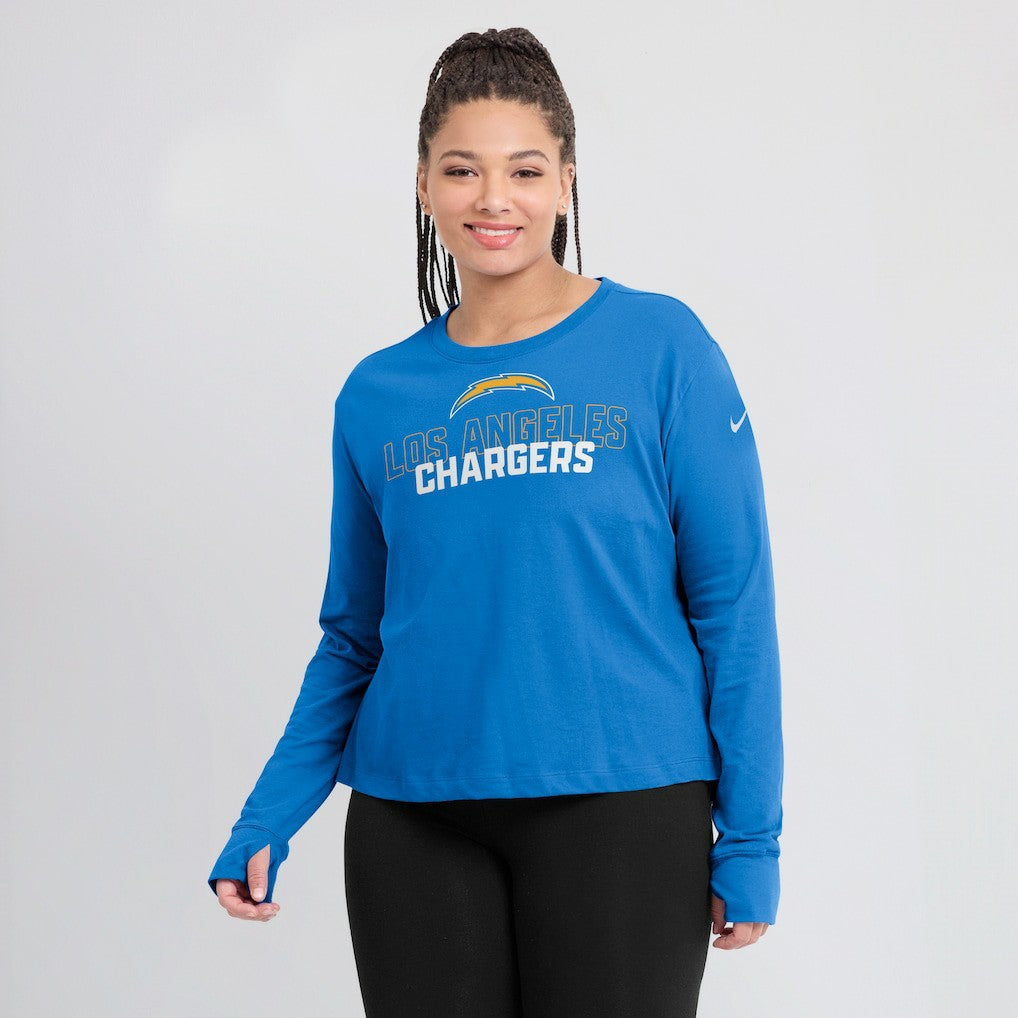 Women's Modest Crop Performance Long Sleeve T-Shirt - Los Angeles Chargers