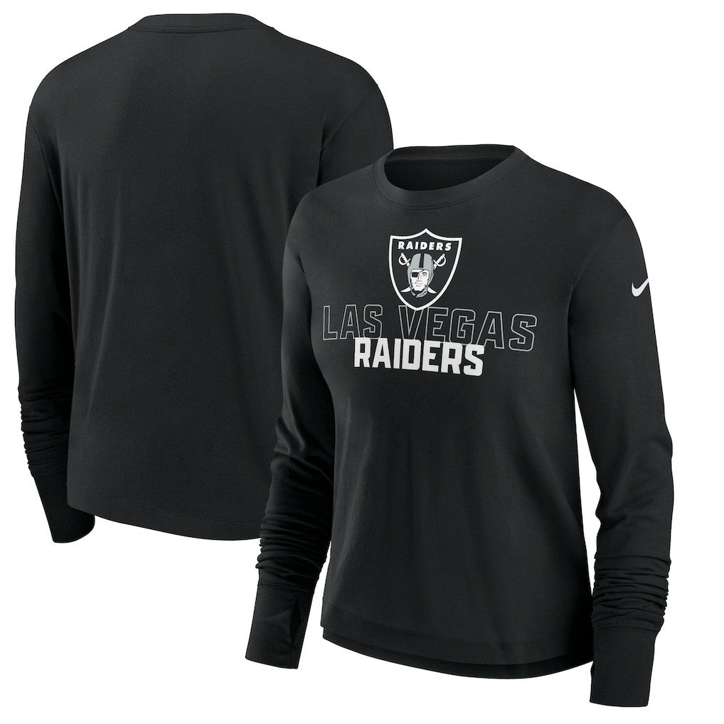 Women's Modest Crop Performance Long Sleeve T-Shirt - Las Vegas Raiders