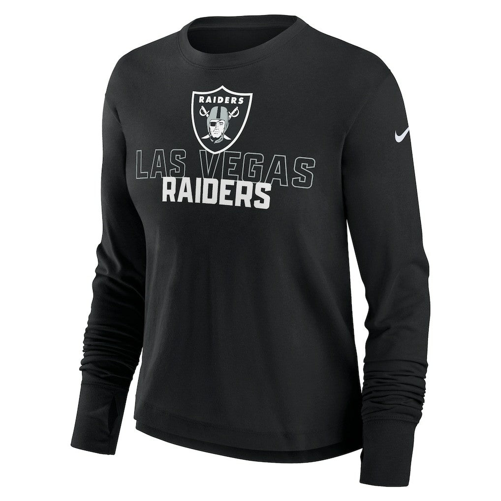 Women's Modest Crop Performance Long Sleeve T-Shirt - Las Vegas Raiders