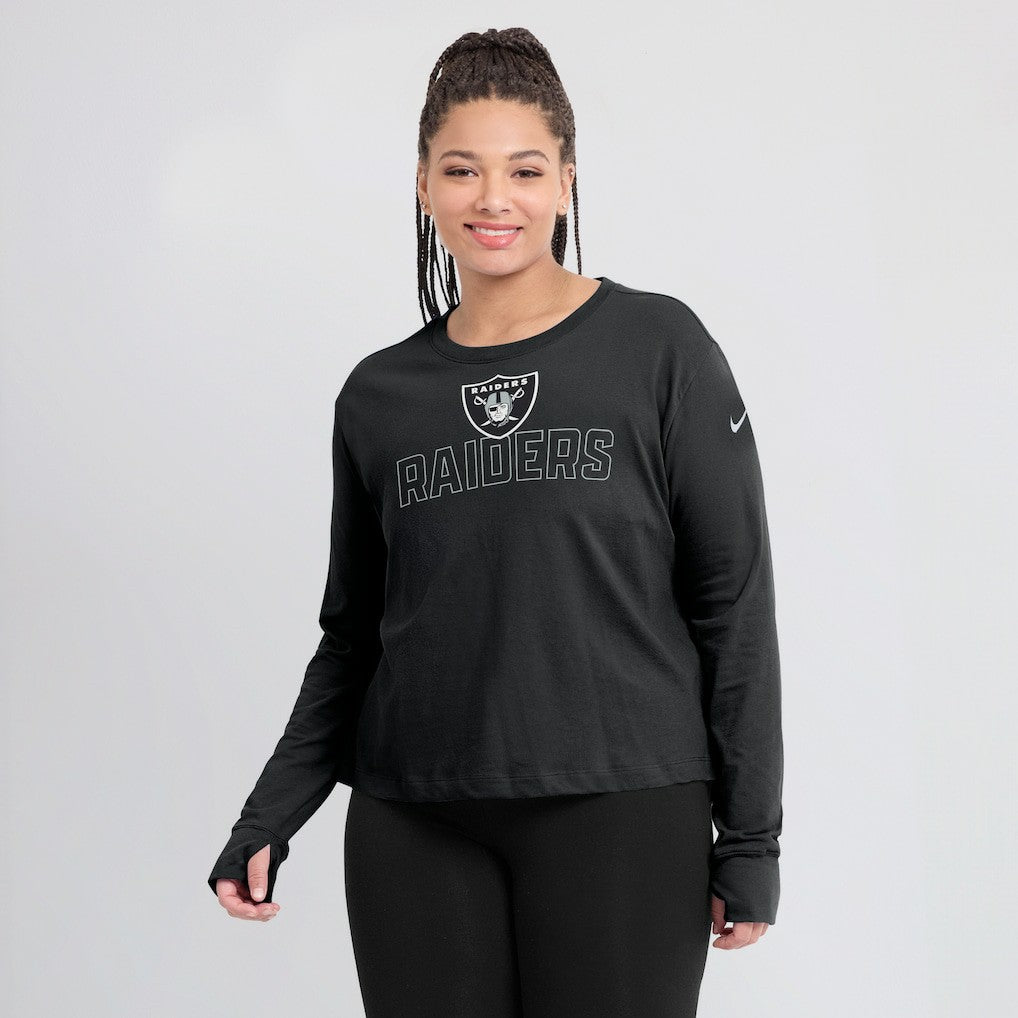 Women's Modest Crop Performance Long Sleeve T-Shirt - Las Vegas Raiders