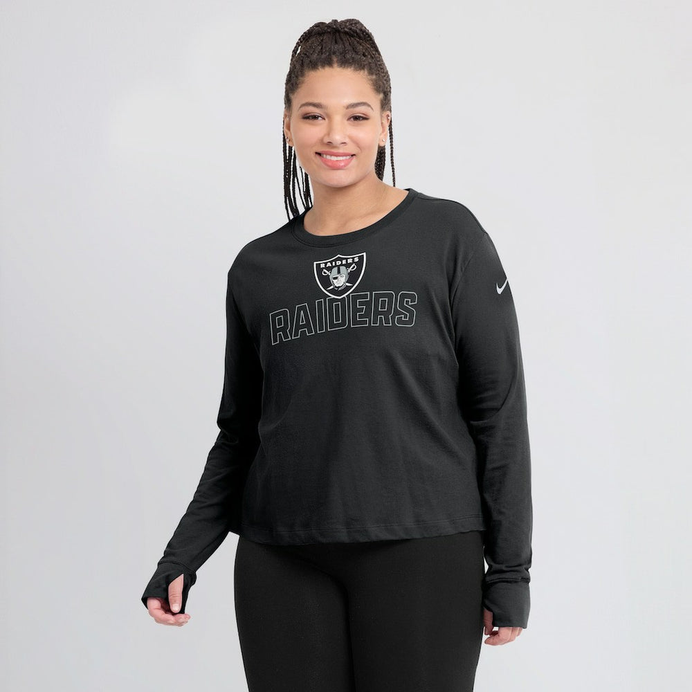 Women's Modest Crop Performance Long Sleeve T-Shirt - Las Vegas Raiders