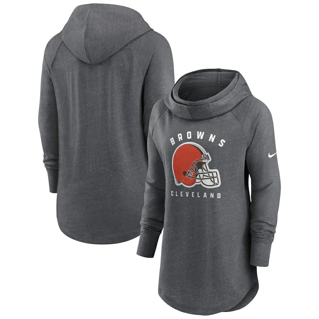 Women's Raglan Funnel Neck Pullover Hoodie - Cleveland Browns