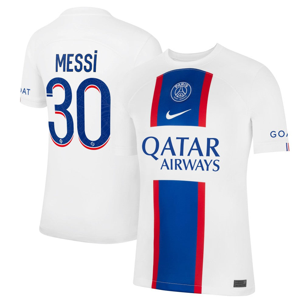 Lionel Messi Paris Saint-Germain 2022/23 Third Breathe Stadium Replica Player Jersey - Nike White
