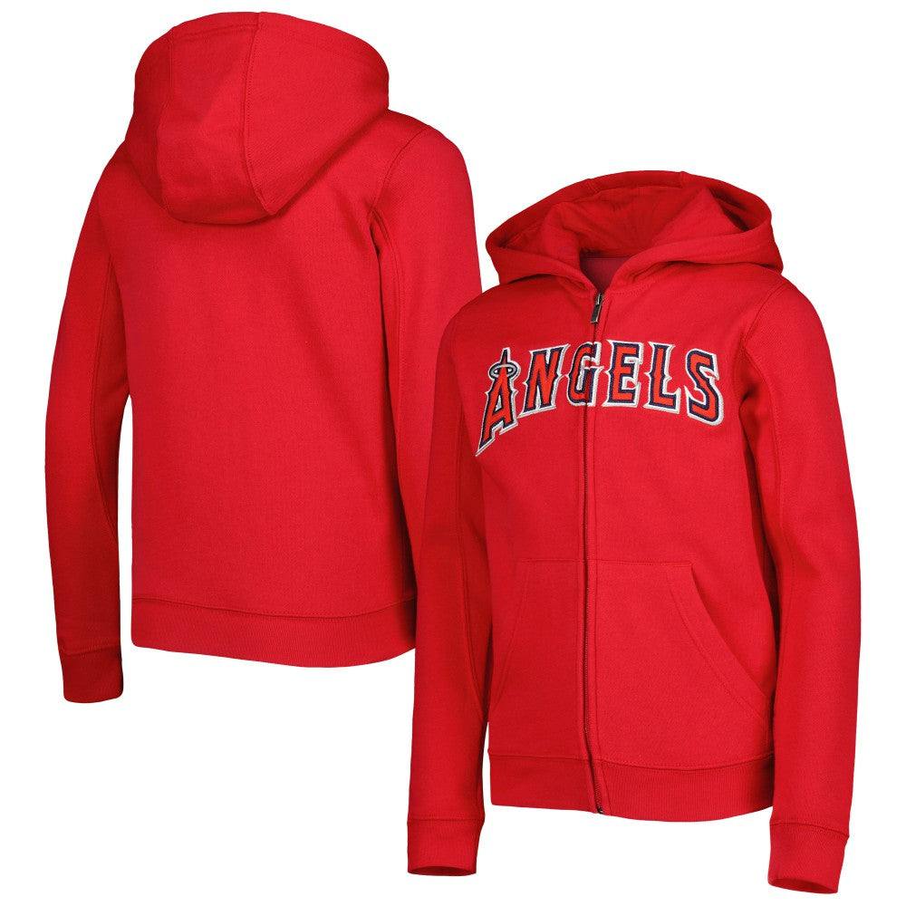 MLB Los Angeles Angels Youth Wordmark Full-Zip Fleece Hoodie