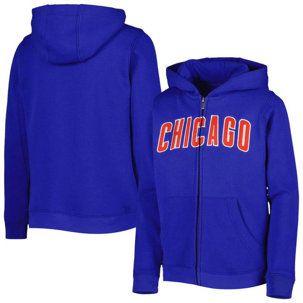 MLB Chicago Cubs Youth Wordmark Full-Zip Fleece Hoodie