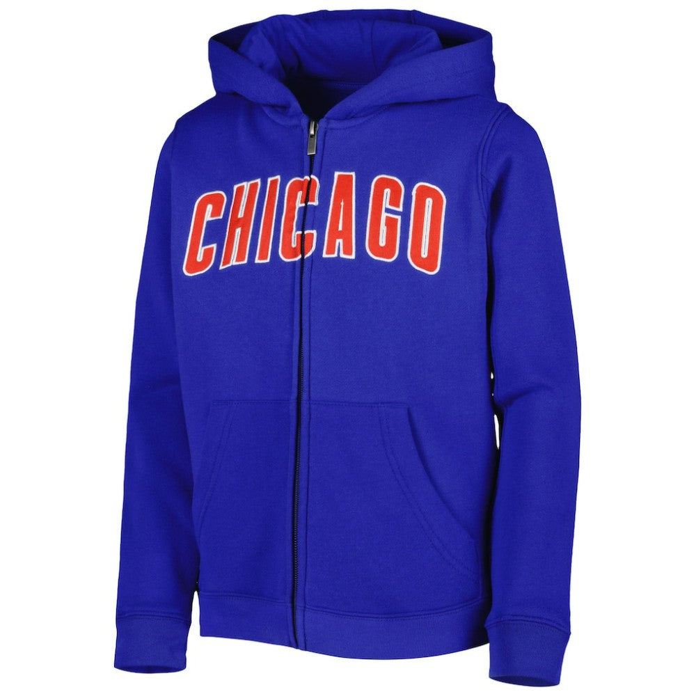 MLB Chicago Cubs Youth Wordmark Full-Zip Fleece Hoodie