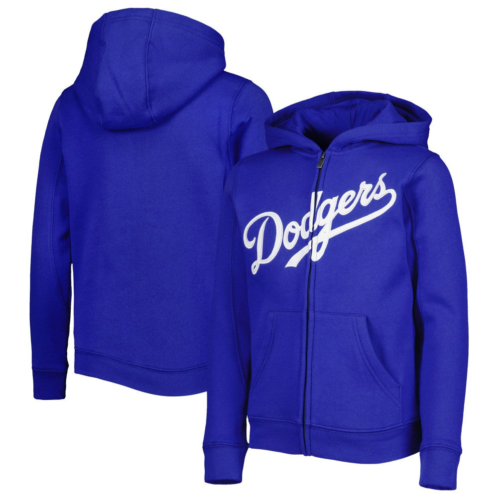MLB Los Angeles Dodgers Youth Wordmark Full-Zip Fleece Hoodie