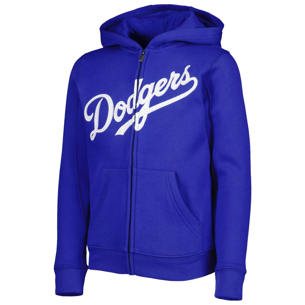 MLB Los Angeles Dodgers Youth Wordmark Full-Zip Fleece Hoodie