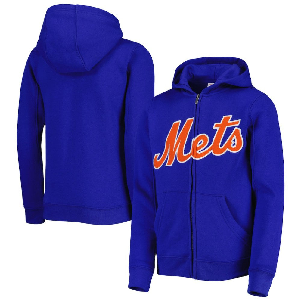 MLB New York Mets Youth Wordmark Full-Zip Fleece Hoodie