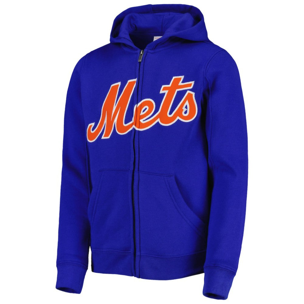 MLB New York Mets Youth Wordmark Full-Zip Fleece Hoodie