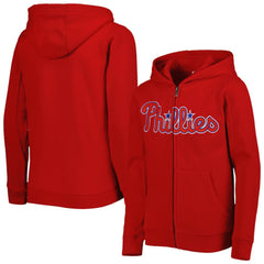 MLB Philadelphia Phillies Youth Wordmark Full-Zip Fleece Hoodie