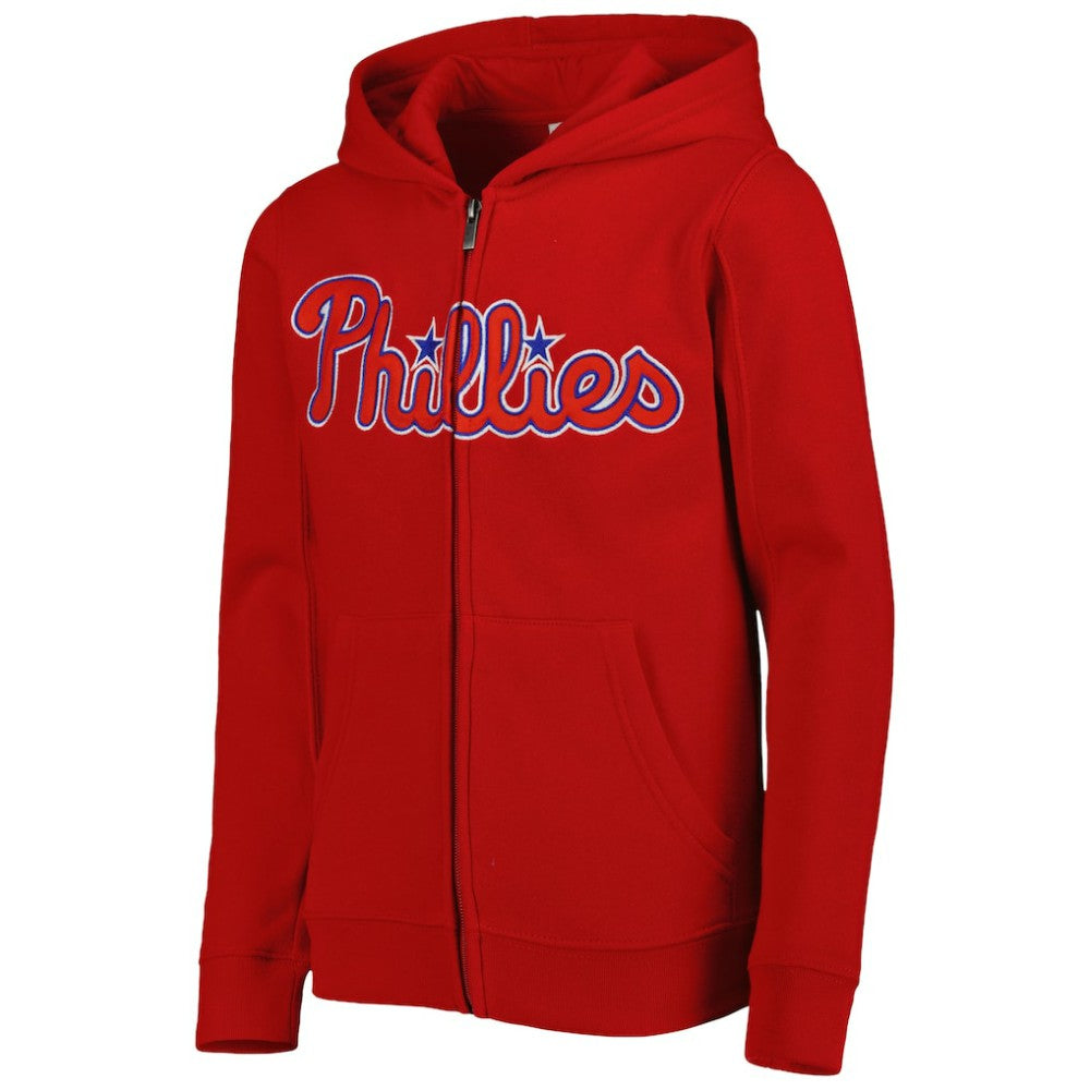 MLB Philadelphia Phillies Youth Wordmark Full-Zip Fleece Hoodie