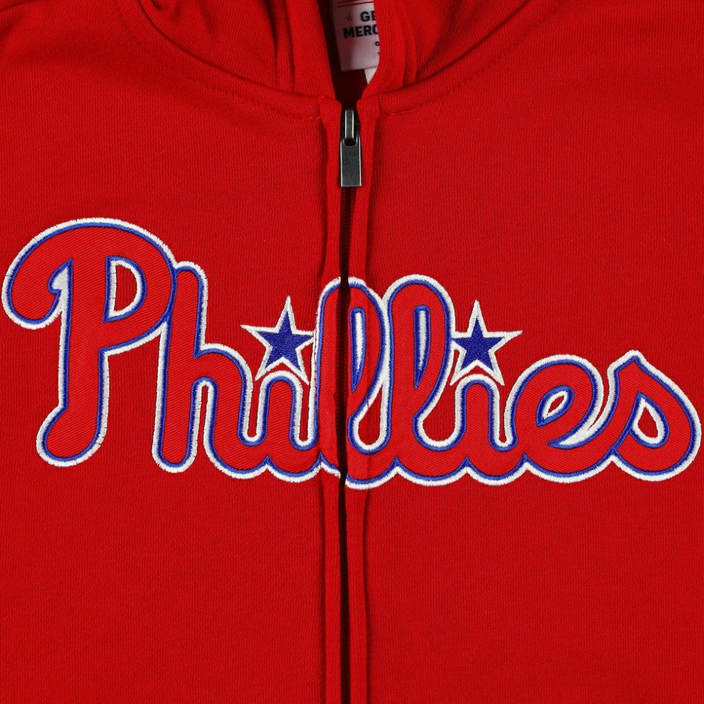 MLB Philadelphia Phillies Youth Wordmark Full-Zip Fleece Hoodie