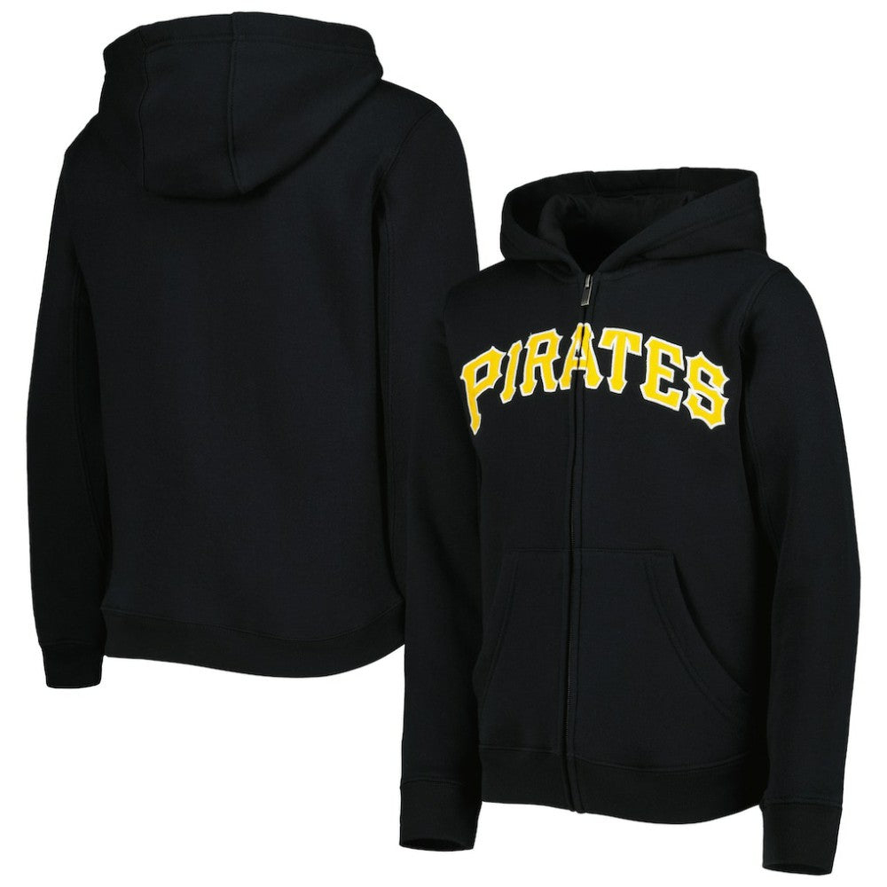 MLB Pittsburgh Pirates Youth Wordmark Full-Zip Fleece Hoodie
