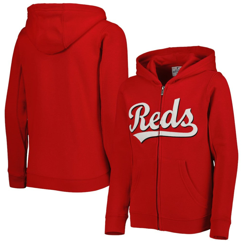 MLB Cincinnati Reds Youth Wordmark Full-Zip Fleece Hoodie