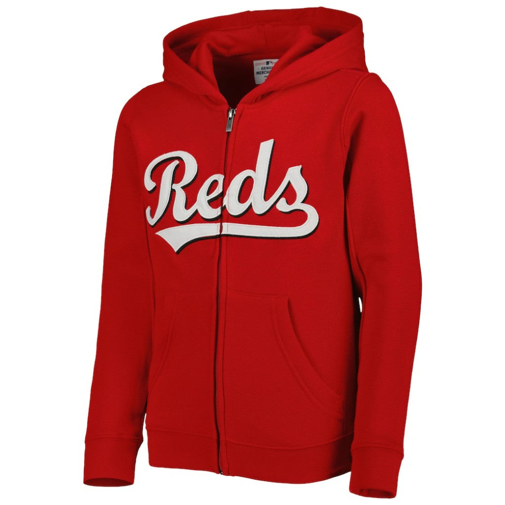 MLB Cincinnati Reds Youth Wordmark Full-Zip Fleece Hoodie