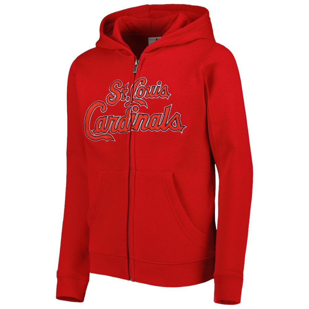 MLB St. Louis Cardinals Youth Wordmark Full-Zip Fleece Hoodie