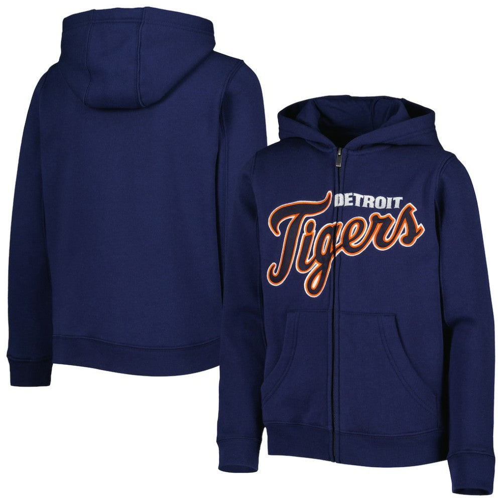 MLB Detroit Tigers Youth Wordmark Full-Zip Fleece Hoodie