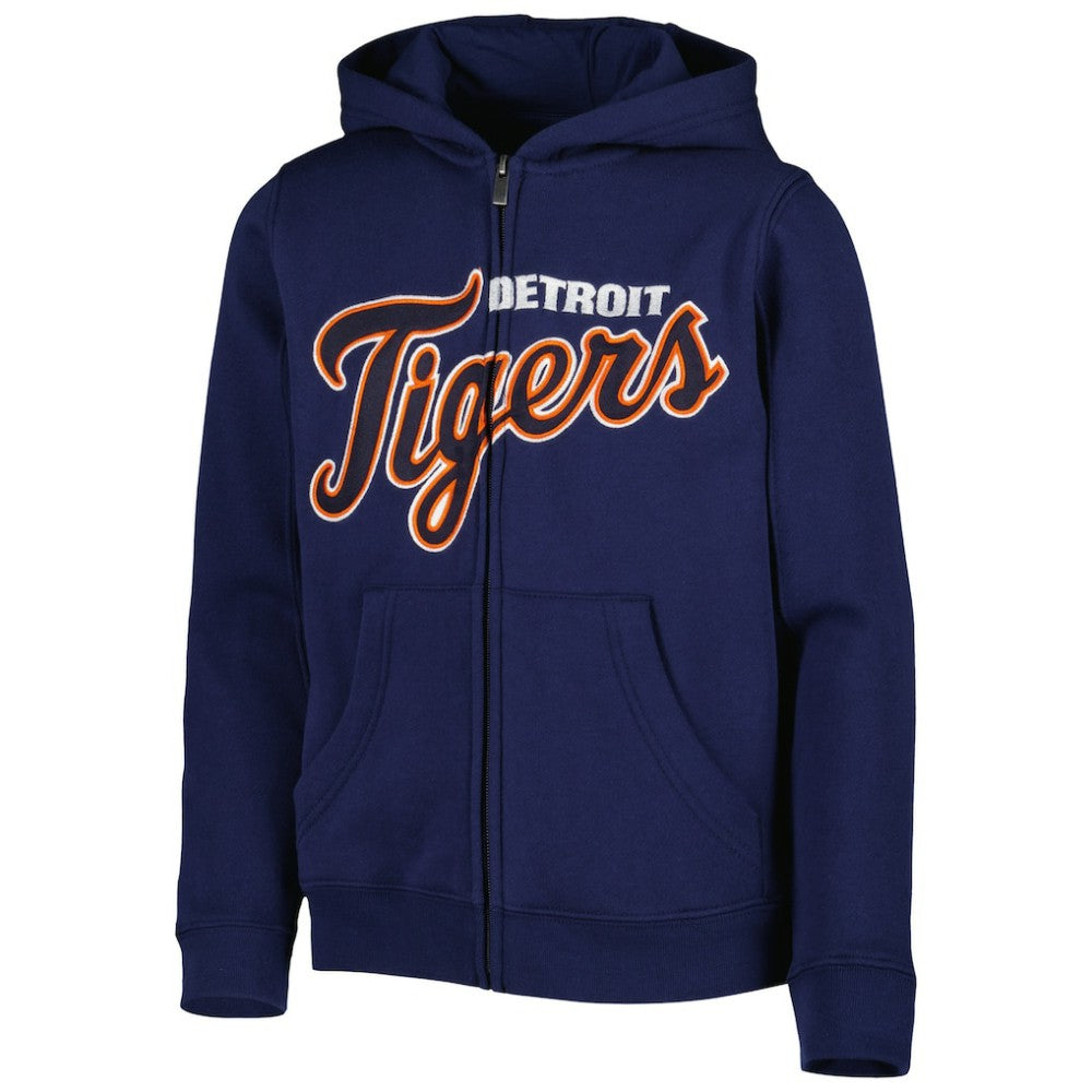 MLB Detroit Tigers Youth Wordmark Full-Zip Fleece Hoodie