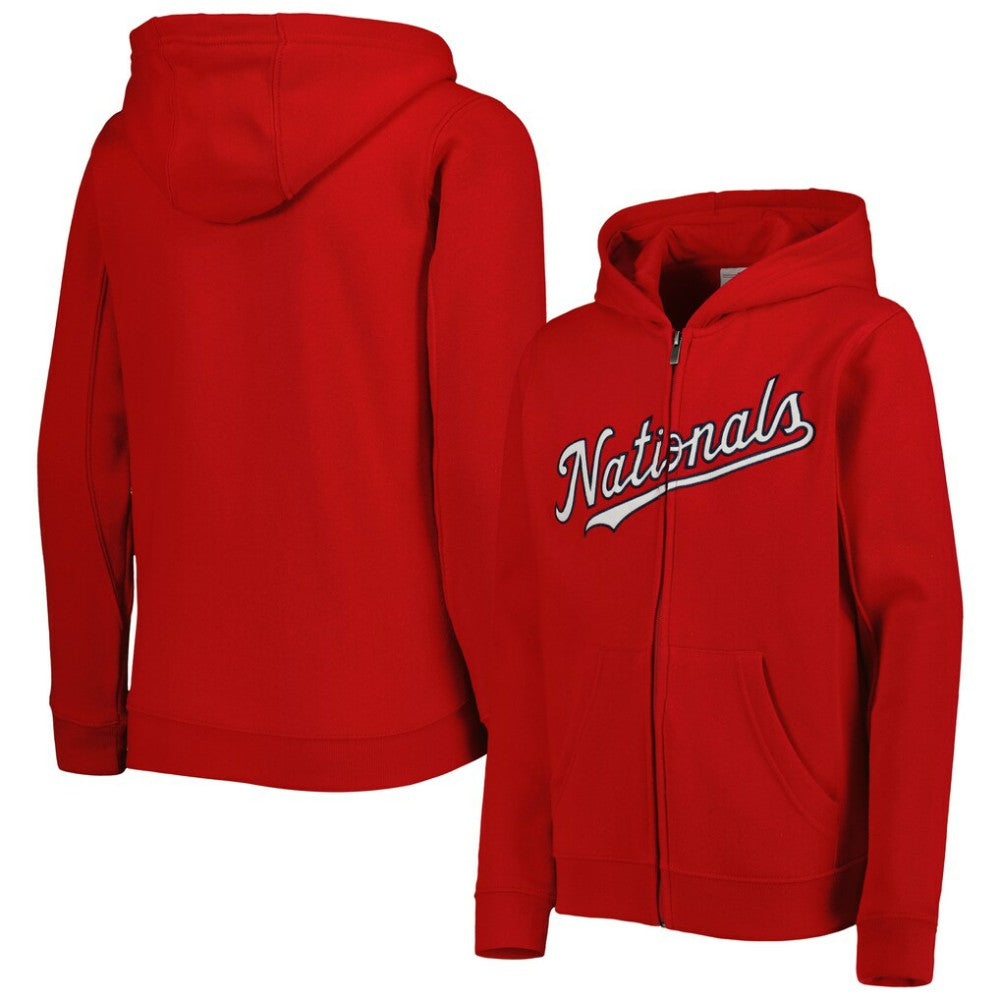 MLB Washington Nationals Youth Wordmark Full-Zip Fleece Hoodie