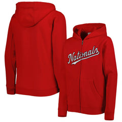 MLB Washington Nationals Youth Wordmark Full-Zip Fleece Hoodie