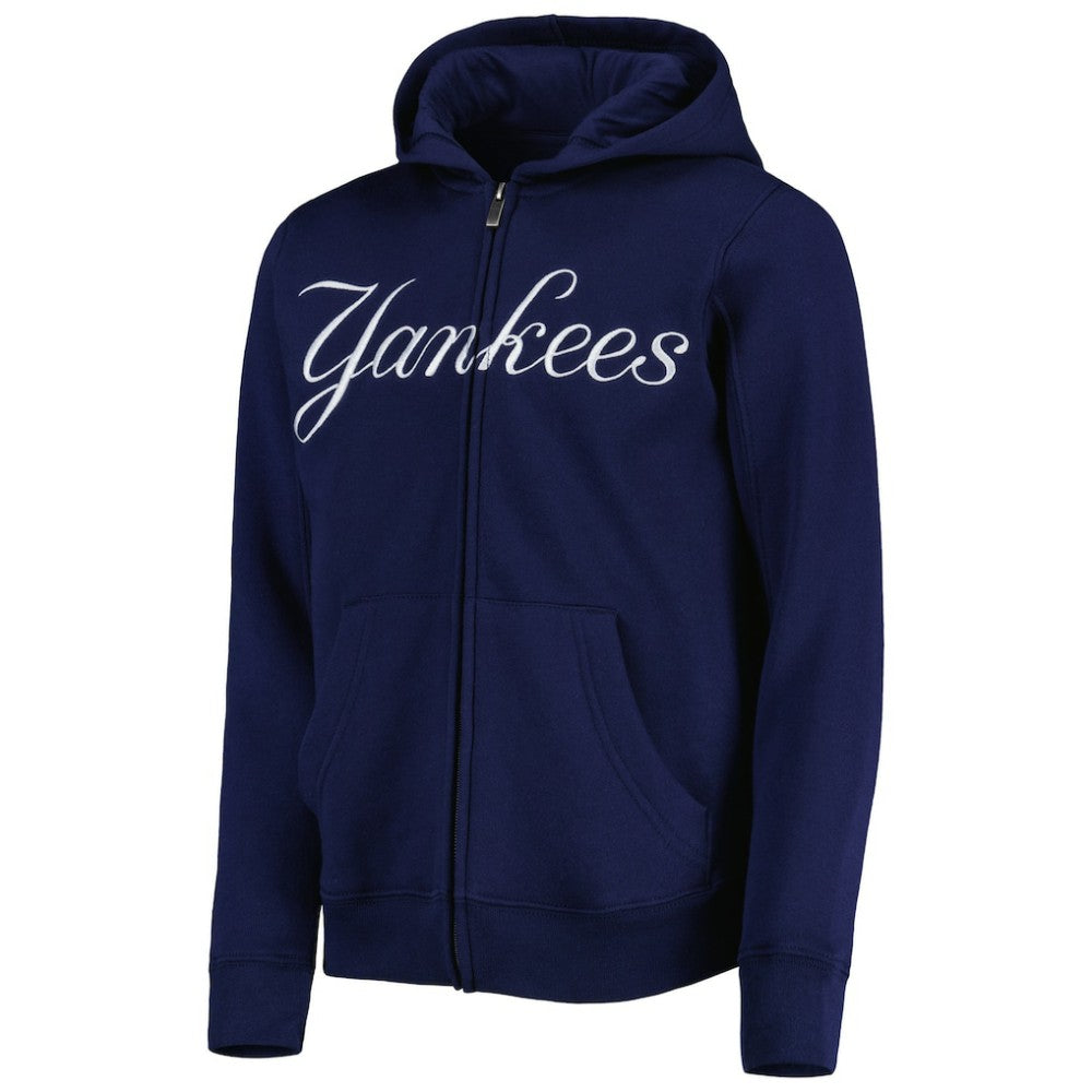 MLB New York Yankees Youth Wordmark Full-Zip Fleece Hoodie