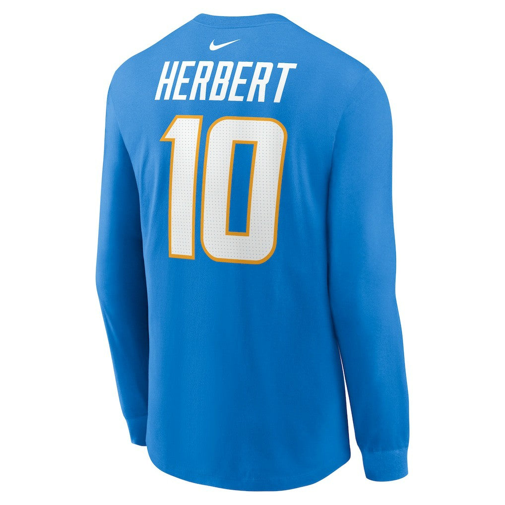 Justin Herbert  Player Name & Number Long Sleeve T-Shirt - Los Angeles Chargers