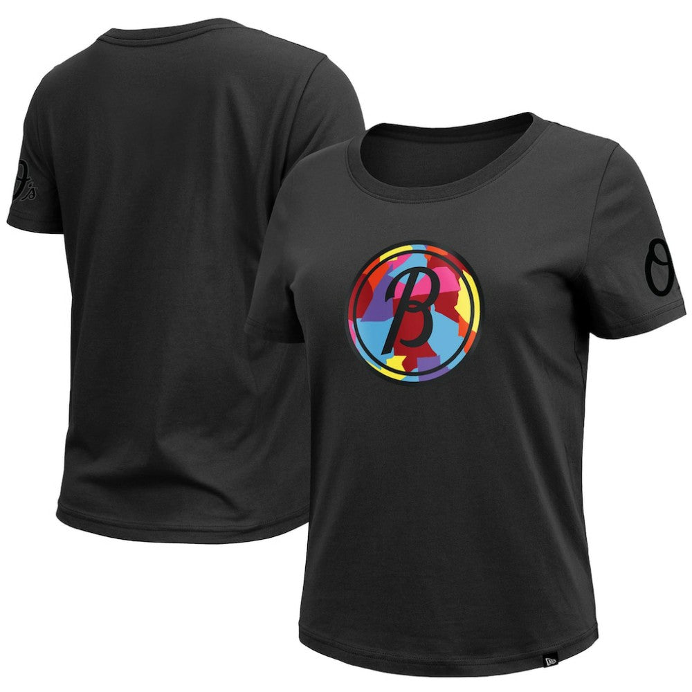 MLB Baltimore Orioles New Era Women's 2023 City Connect Cap Logo T-Shirt