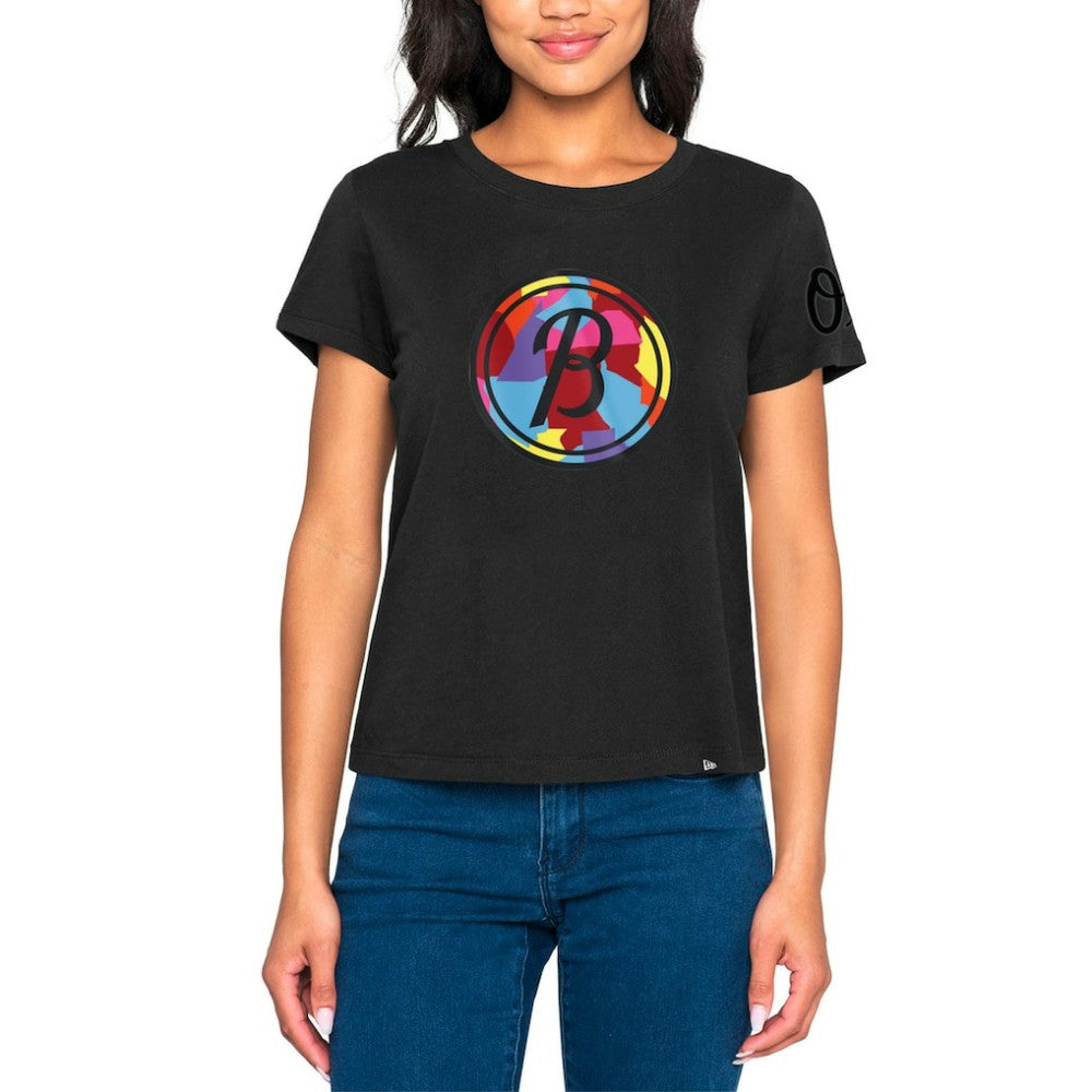 MLB Baltimore Orioles New Era Women's 2023 City Connect Cap Logo T-Shirt