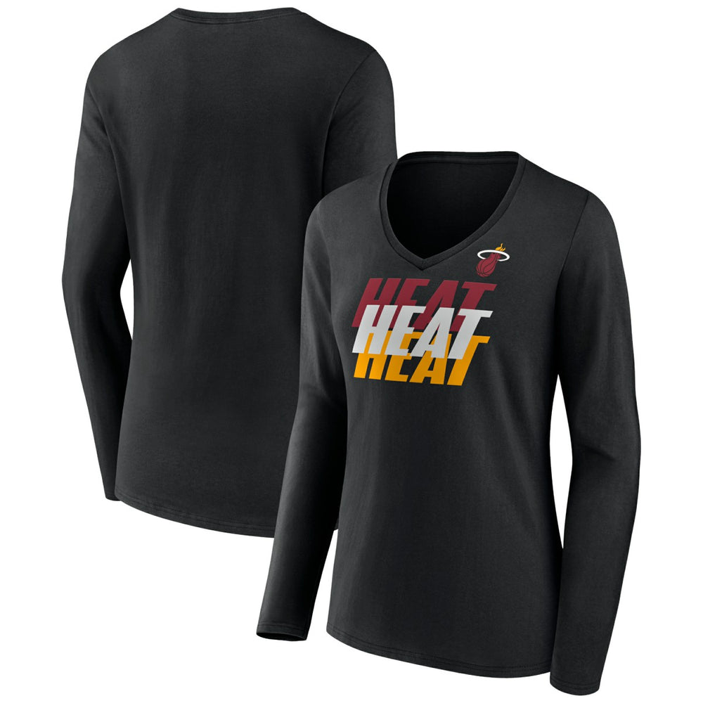 NBA Miami Heat Women's Tumble V-Neck Long Sleeve T-Shirt