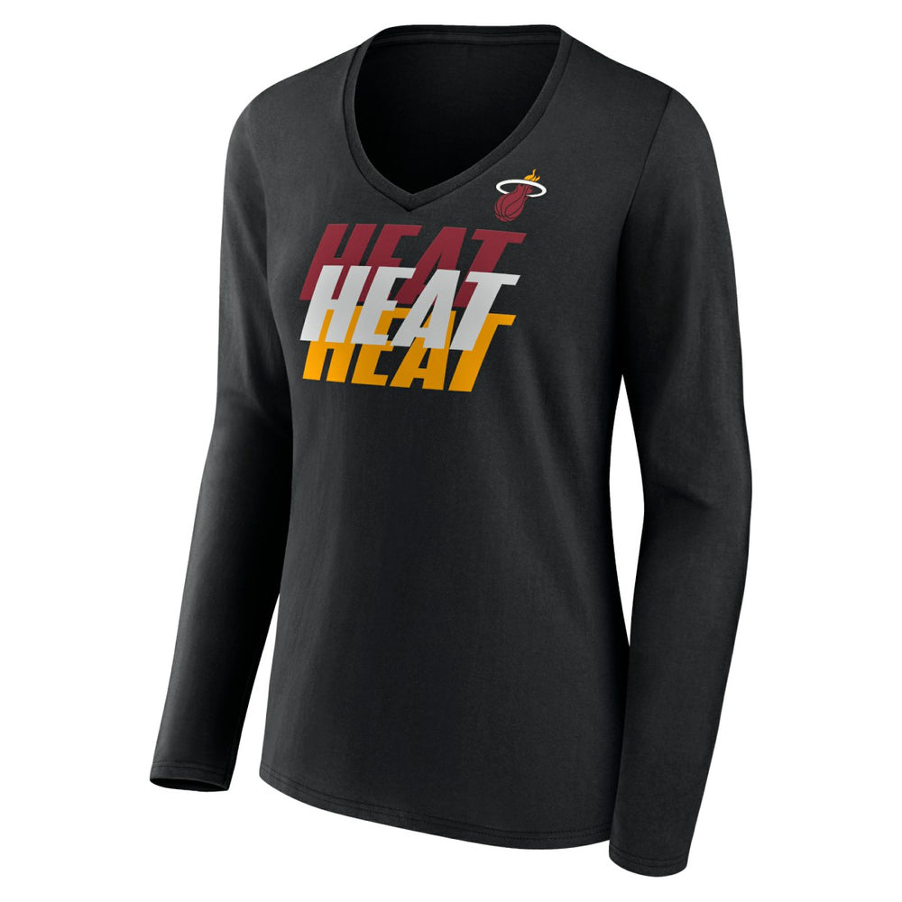 NBA Miami Heat Women's Tumble V-Neck Long Sleeve T-Shirt
