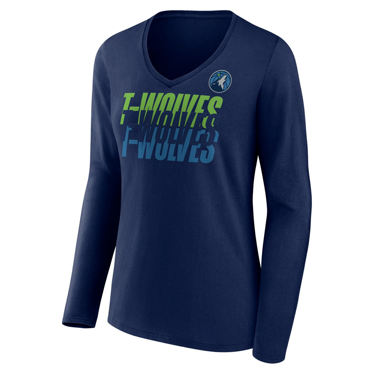 NBA Minnesota Timberwolves Women's Tumble V-Neck Long Sleeve T-Shirt