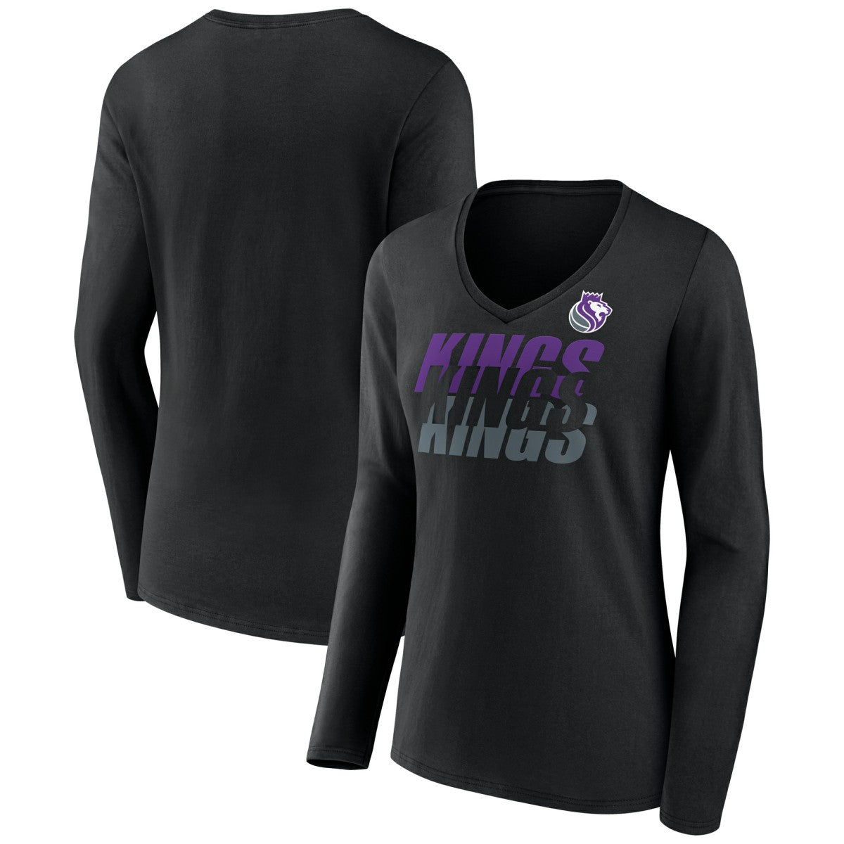 NBA Sacramento Kings Women's Tumble V-Neck Long Sleeve T-Shirt