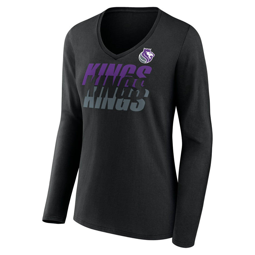 NBA Sacramento Kings Women's Tumble V-Neck Long Sleeve T-Shirt