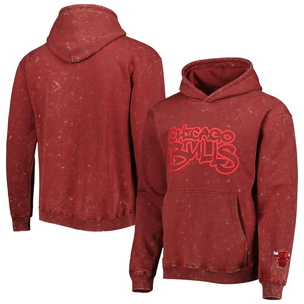 NBA Chicago Bulls The Wild Collective Unisex Tonal Acid Wash Pullover Hoodie