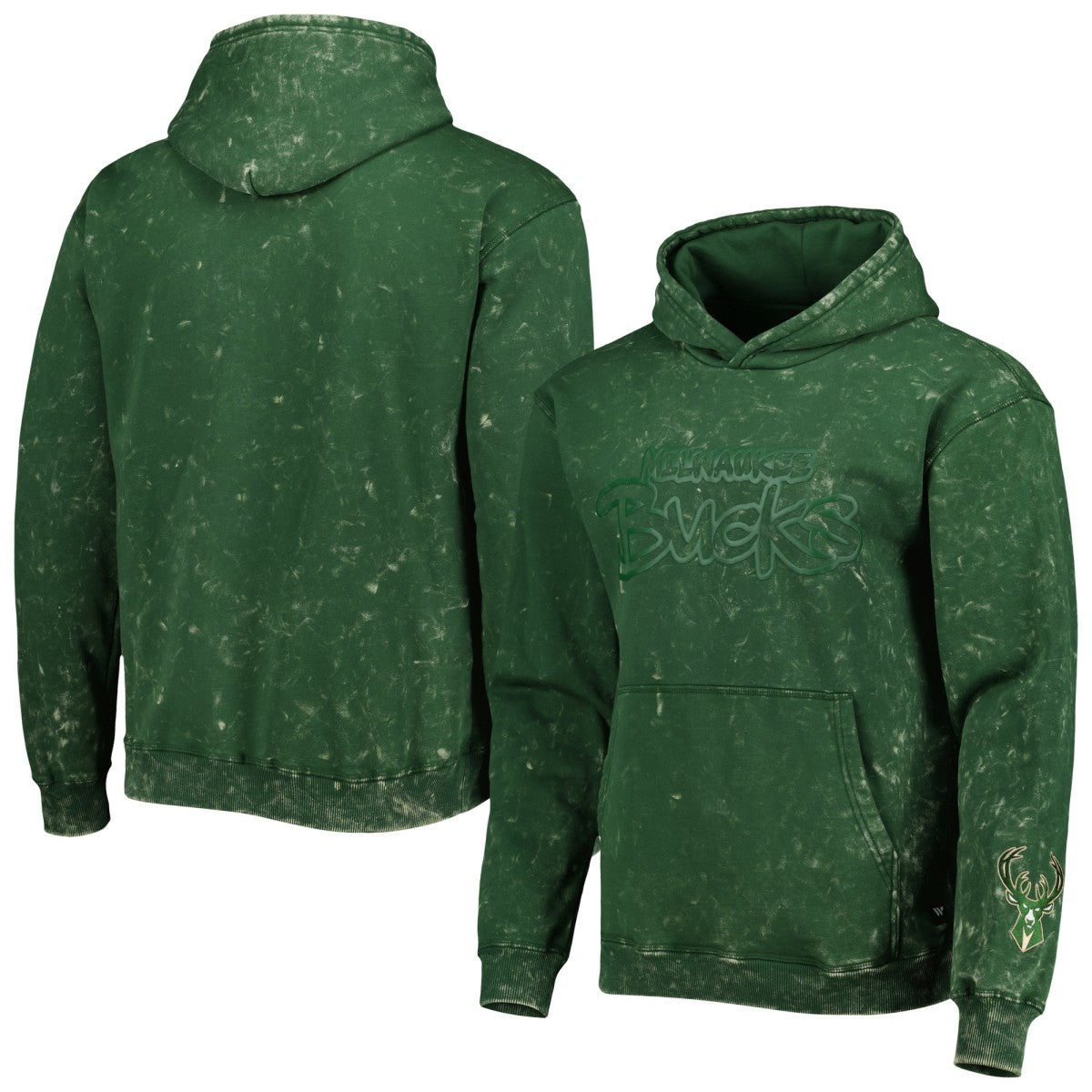 NBA Milwaukee Bucks The Wild Collective Unisex Tonal Acid Wash Pullover Hoodie