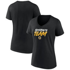 NHL Black Boston Bruins Women's Active Edge V-Neck T-Shirt