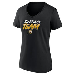 NHL Black Boston Bruins Women's Active Edge V-Neck T-Shirt