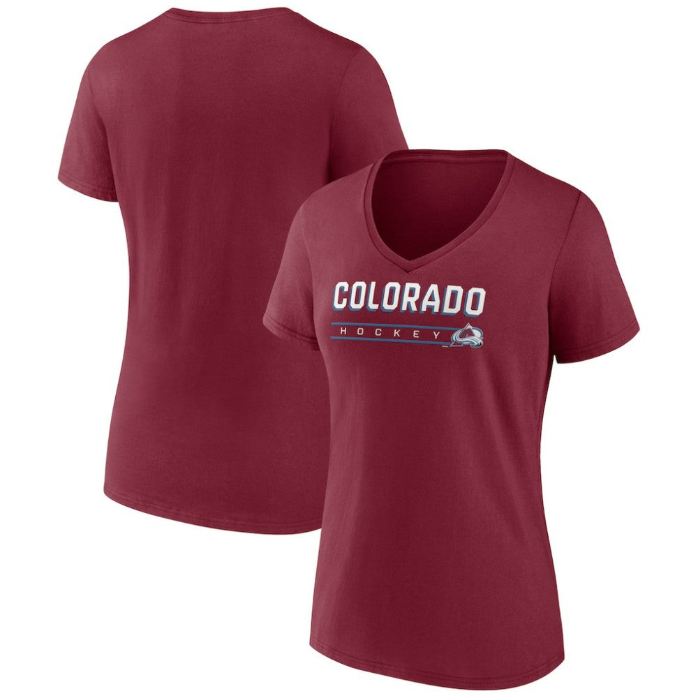 NHL Burgundy Colorado Avalanche Women's Primary Play V-Neck T-Shirt