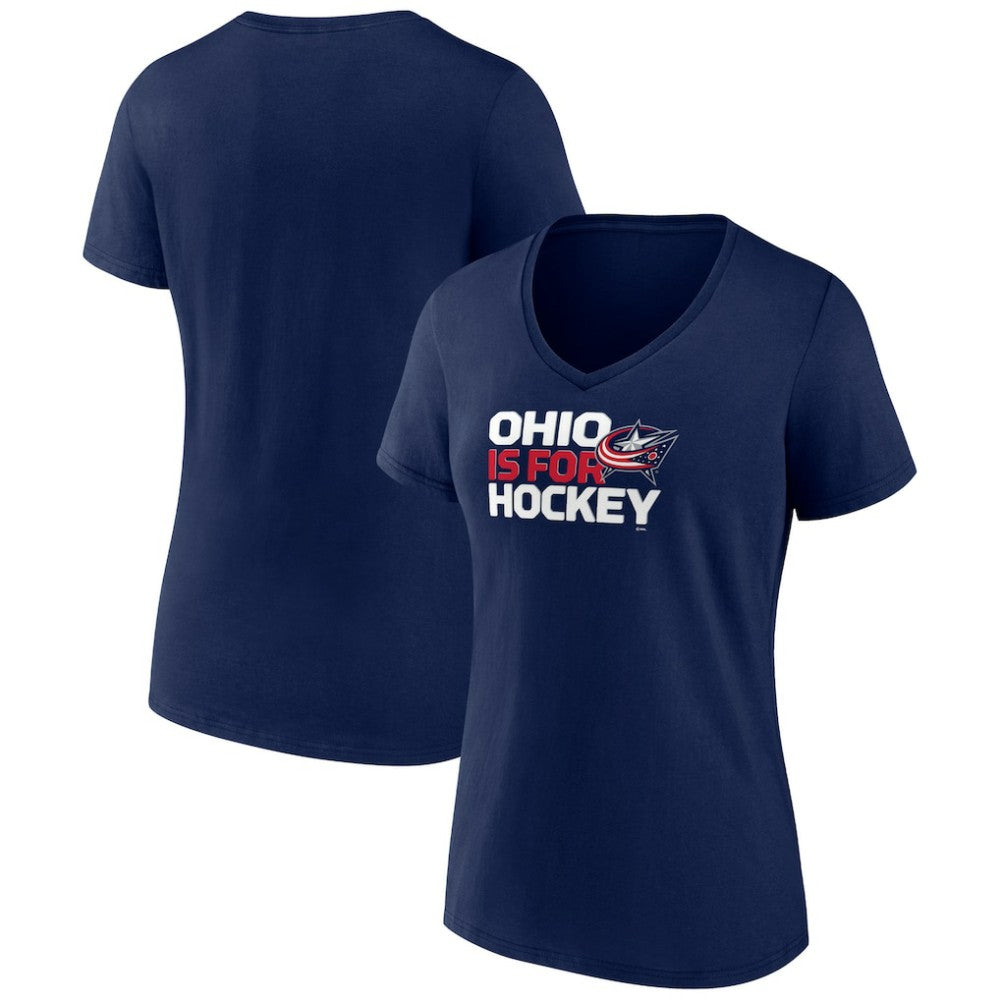 NHL Navy Columbus Blue Jackets Women's Active Edge V-Neck T-Shirt