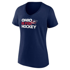 NHL Navy Columbus Blue Jackets Women's Active Edge V-Neck T-Shirt