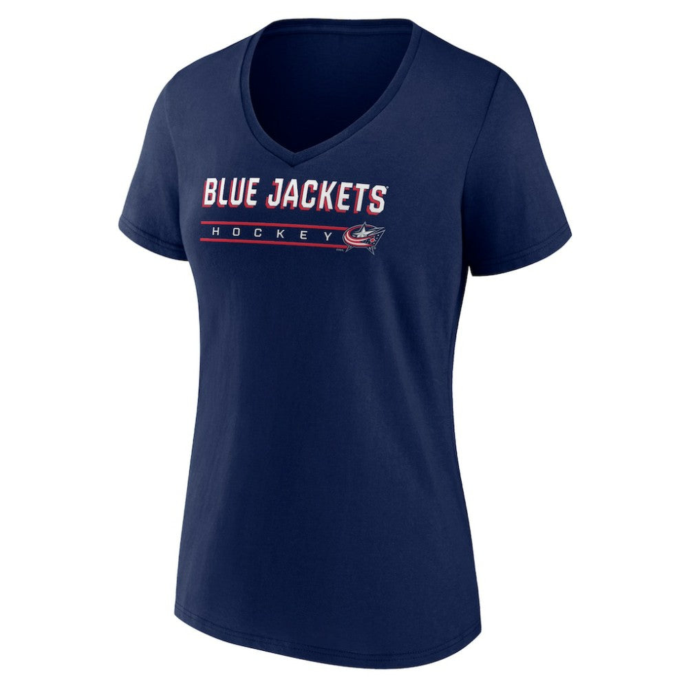 NHL Navy Columbus Blue Jackets Women's Primary Play V-Neck T-Shirt