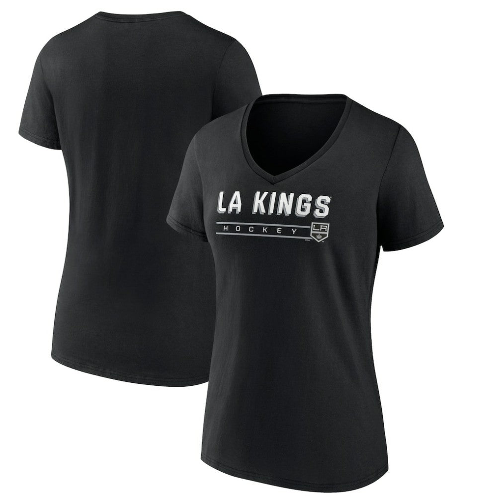 NHL Black Los Angeles Kings Women's Primary Play V-Neck T-Shirt
